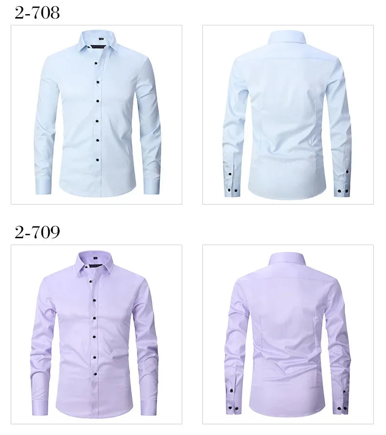 Spring Men's Social Shirt Slim Business Dress Shirts Male Long Sleeve Casual Formal Elegant Shirt Blouses Tops ManBrand Clothe