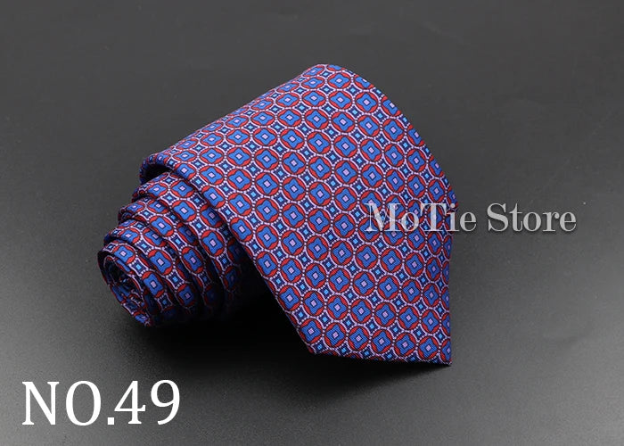 Men's Fashion Silk Tie 7.5cm Soft Novelty Necktie Blue Green Orange Color Ties For Men Dot Floral Bowtie Wedding Business Gift