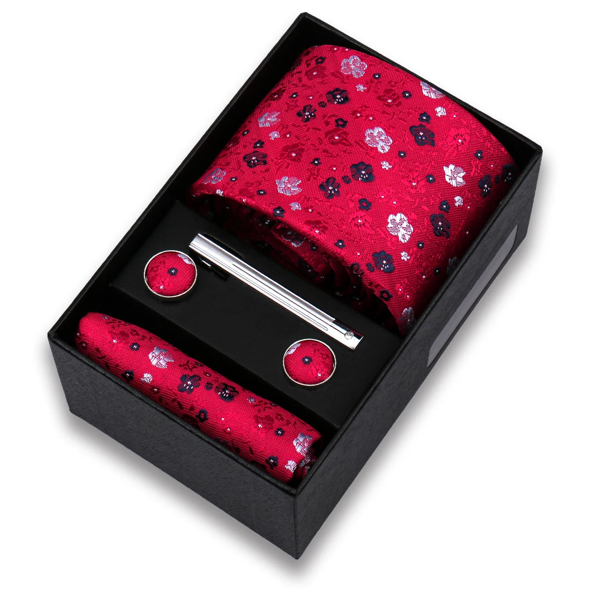 Tie Set For Men Silk Necktie Wedding Cufflinks Box Gift Tie Clip Men Pocket Square Necktie Luxury Business Gravatas