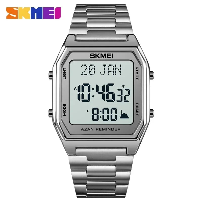 SKMEI 1763 Watch for Men Sport Waterproof Pilgrmage Qibla Direction Religious Month Day Hijri Calendar Digital Mens Wristwatches