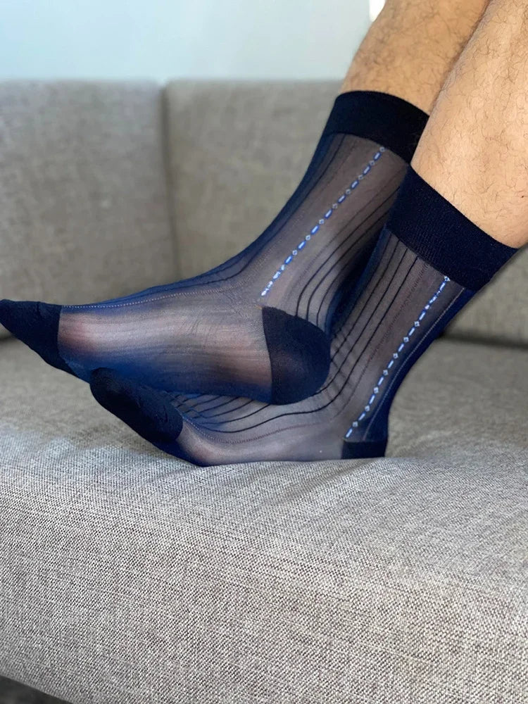 Jacquard Tube Socks for Man Sheer Loose Business Work Socks Retro Classic Man Old Time Socks Vintage Style Ribbed Sexy Stockings