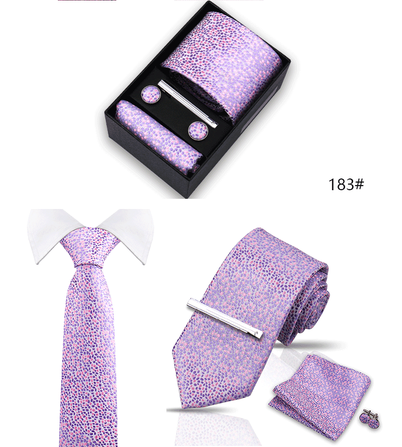 Tie Set For Men Silk Necktie Wedding Cufflinks Box Gift Tie Clip Men Pocket Square Necktie Luxury Business Gravatas