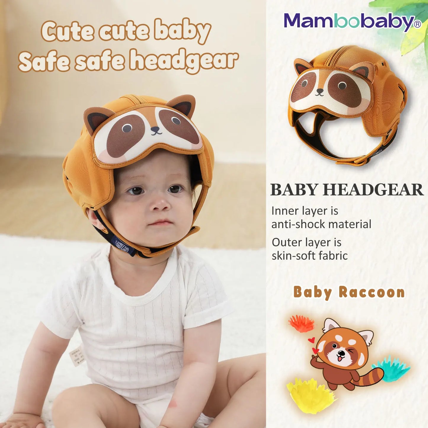 Mambobaby Safe Anti-Shock Baby Helmet Toddler Head Protector Headgear for Infant Learn Crawl, Walk Prevent Injury from Bump Fall