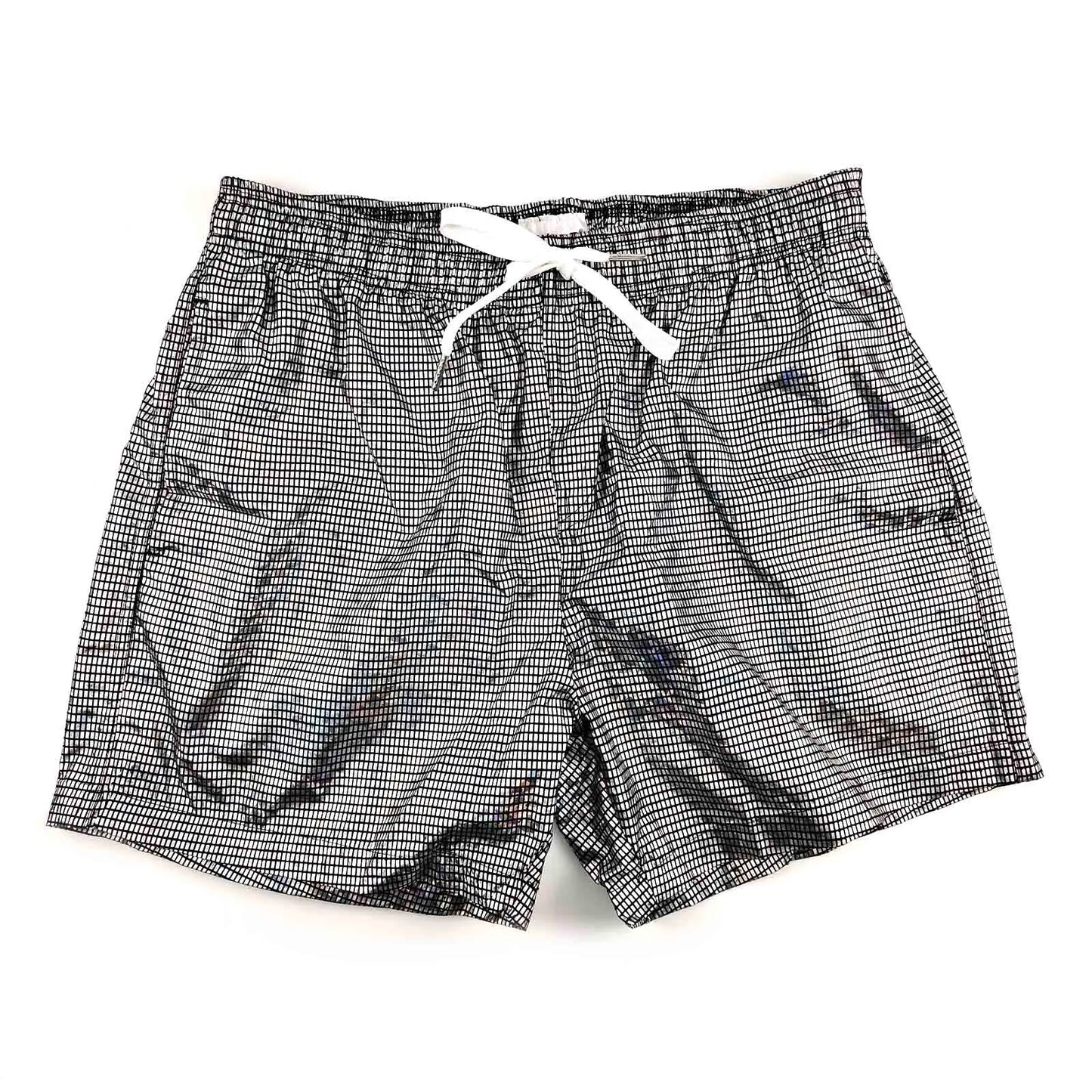 CLEVER-MENMODE Beach Board Swim Shorts Mens Silvery Shine Surfing Swimming Trunks Boxers Faux Leather Beachwear Gymwear