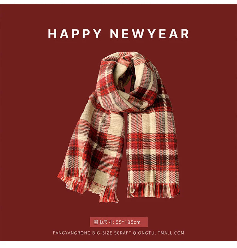 Ankela Red Scarf, Red Christmas Scarf, Winter Hot, 2024 New Style, Imitation Cashmere, Winter Warmth