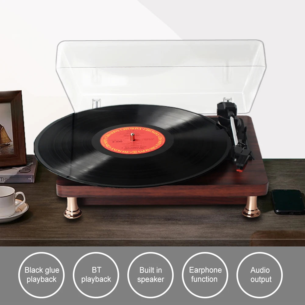 Retro Style Vinyl Record Player Bluetooth Turntable Record Player 33/45/78RPM urntable Gramophone Phonograph for Home Decoration