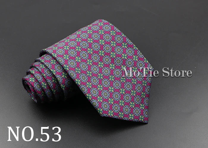 Men's Fashion Silk Tie 7.5cm Soft Novelty Necktie Blue Green Orange Color Ties For Men Dot Floral Bowtie Wedding Business Gift