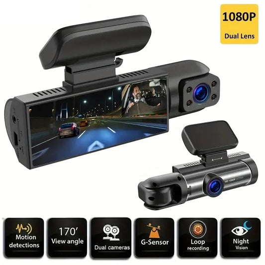 Dash Camera Front And Inside,3.16inch dash Cam 1080P G Sensor HD Night Vision Loop Recording Wide Angle Car DVR