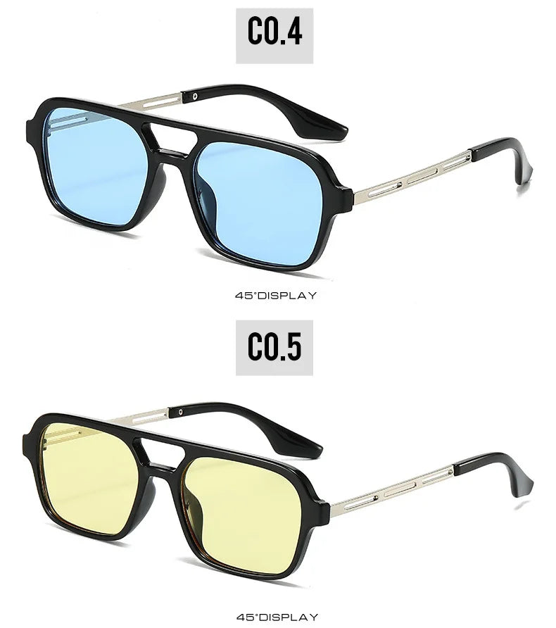 Small Square Frame Double Beam Sunglasses Men And Women Pilot Retro Sunglasses Classic Sunglasses