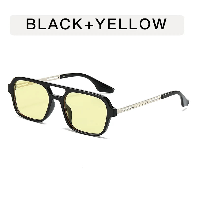 Small Square Frame Double Beam Sunglasses Men And Women Pilot Retro Sunglasses Classic Sunglasses