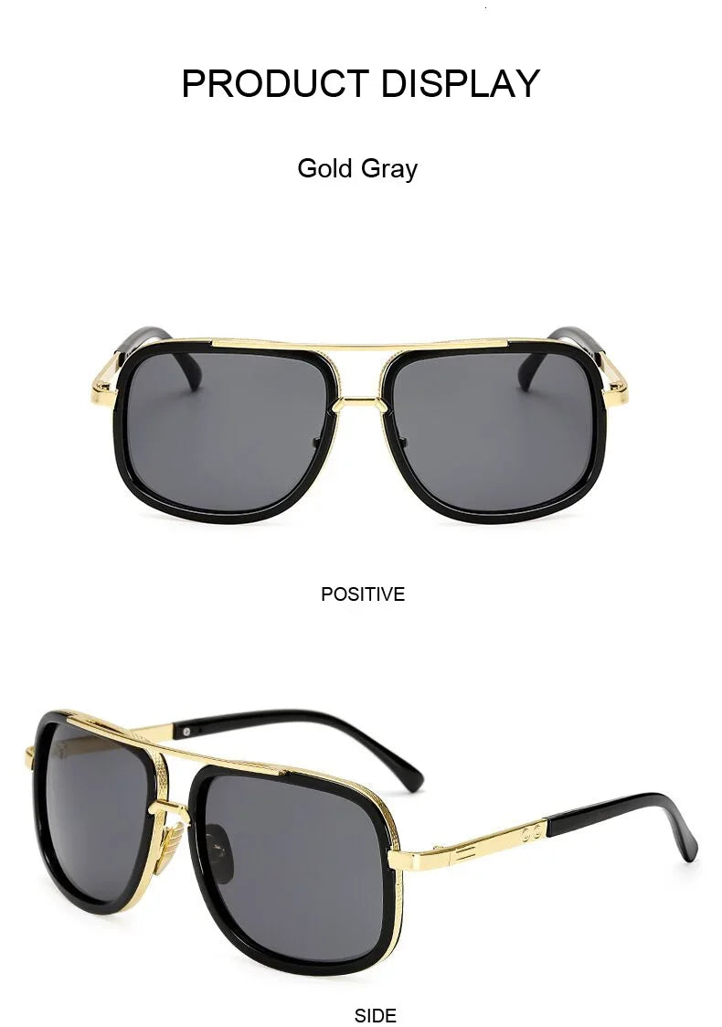 Classic Brand Designer Flat Top Mirror Sun Glasses Square Gold Male Female Superstar Oversized Men Sunglasses Women Glasses