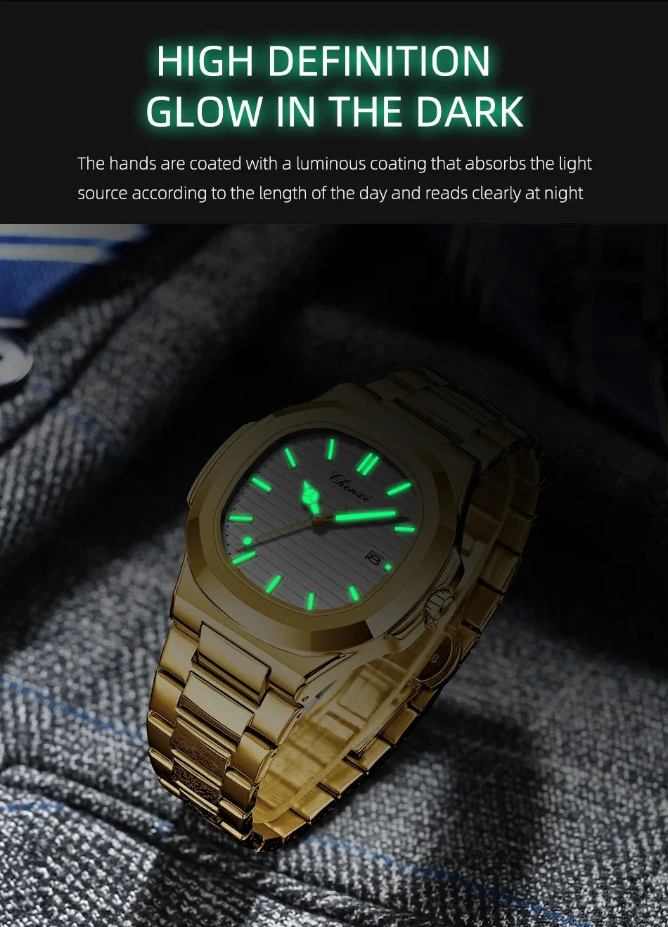 CHENXI 8222 Luxury Gold Stainless Steel Luminous Casual Business Watch For Men Fashion Quartz Wristwatches Waterproof