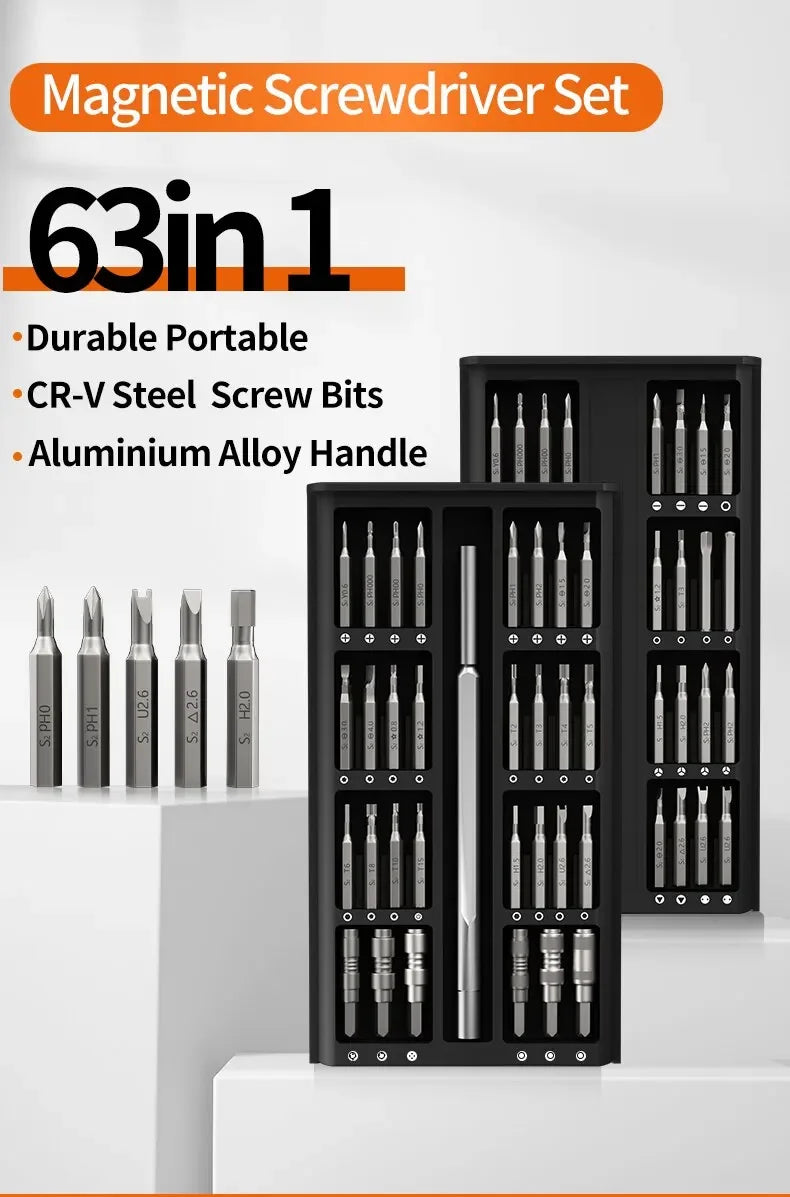 Magnetic Precision Screwdriver Set 63 In 1 With 62 Piece Mini Pocket Screwdriver Set  Small Repair Set For Mobile Phone/PC/Came