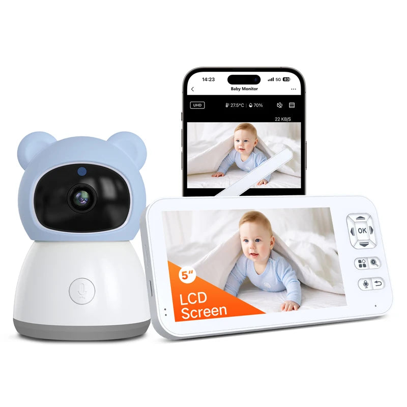 Baby Monitor Camera IR Night Vision Motion Detection Breastfeeding Reminder 5-inch Wifi Baby Monitor with Tuya Smart App