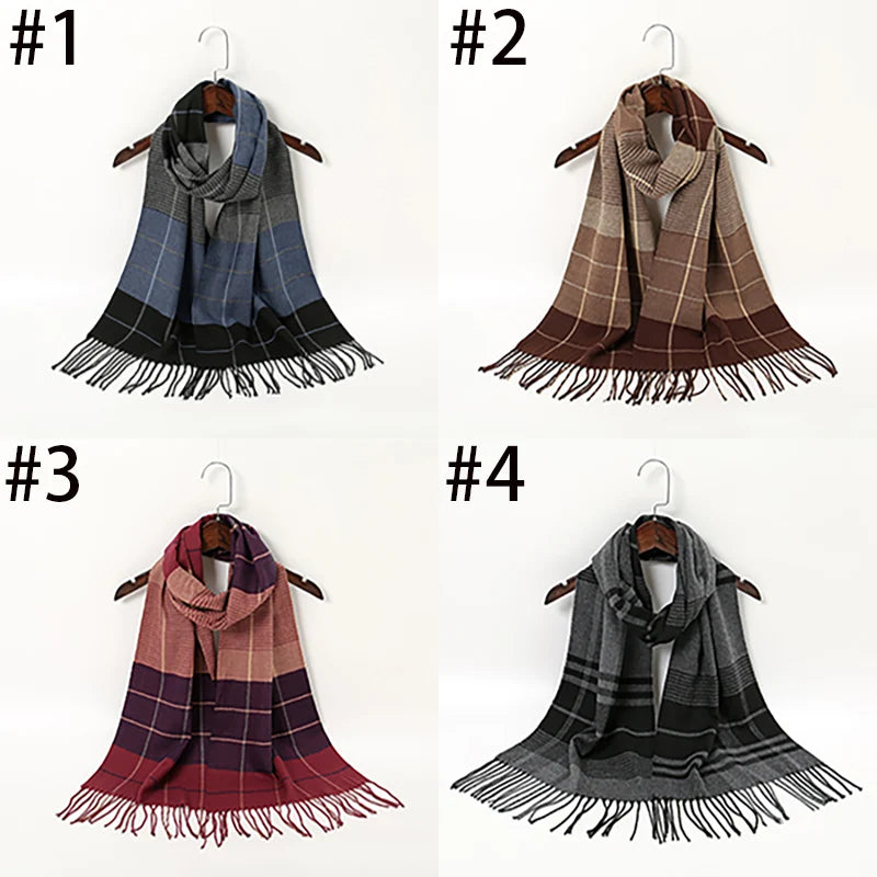 2024 New Classic Stripe Plaid Tassel Long Scarfs For Unisex Mature Warm Windproof Neck Scarf Casual Outdoor Scarf Warps