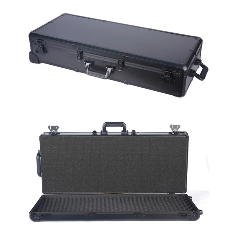 Long Portable Hardware Aluminum Toolbox Instrument Equipment Safety Box Tool Box with Wheels Multi-functional Suitcase