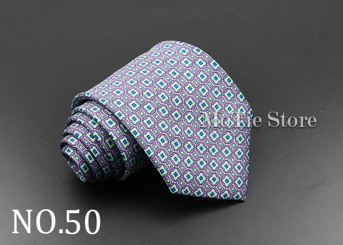 Men's Fashion Silk Tie 7.5cm Soft Novelty Necktie Blue Green Orange Color Ties For Men Dot Floral Bowtie Wedding Business Gift