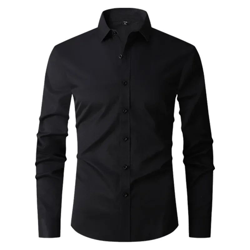 Men's Classic Long Sleeve Standard-fit Dress Shirts Formal Business Social Simple Basic Design White Work Office Casual Shirt