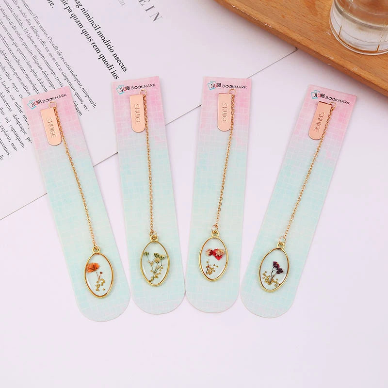 Aesthetic Book Page Clip Floral Painting Metal Bookmark Hollow Metal Book Accessories Student Reading Mark Stationery Gifts