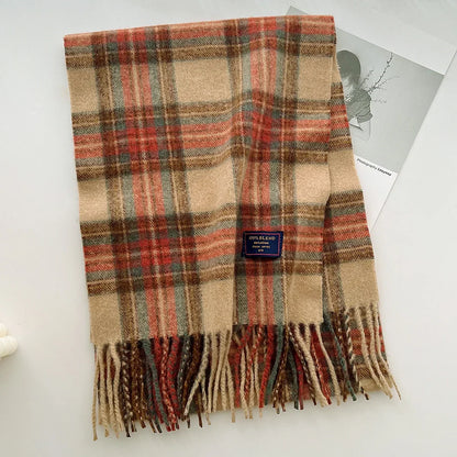 Chic Design Soft Warm Women Scarf Autumn Winter Classic British Imitation Cashmere Muffler Men Plaid Thermal Tassel Shawl Couple