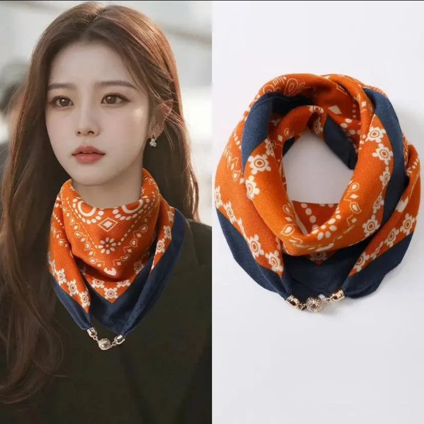 Hot Magnetic Triangle Neck Protection Scarf for Women in Autumn and Winter 2025 New Cotton and Linen Scarf High-end Neck Scarf ﻿