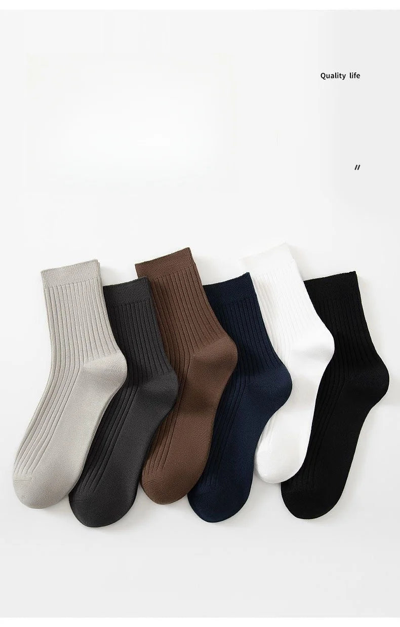 3pairs Men's Cotton Socks Casual Breathable Men's Solid Color Black High-Quality Socks Office Business Sok