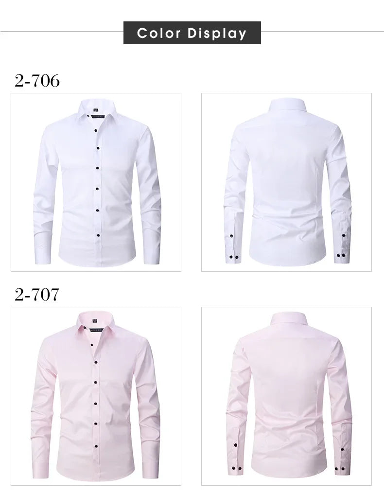 Spring Men's Social Shirt Slim Business Dress Shirts Male Long Sleeve Casual Formal Elegant Shirt Blouses Tops ManBrand Clothe