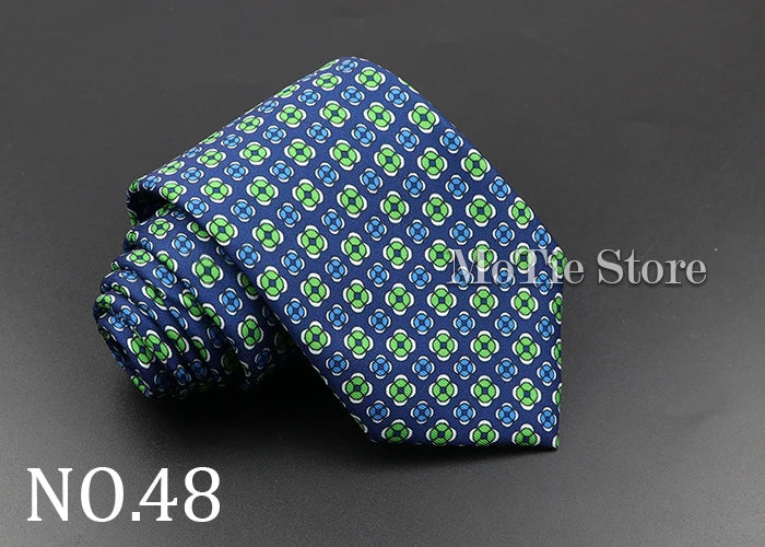 Men's Fashion Silk Tie 7.5cm Soft Novelty Necktie Blue Green Orange Color Ties For Men Dot Floral Bowtie Wedding Business Gift