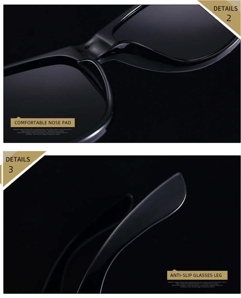 Classic Square Polarized Sunglasses Men Women Retro Black Sun Glasses Male Female Fashion Summer Anti Glare Driving Shades