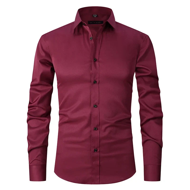 Spring Men's Social Shirt Slim Business Dress Shirts Male Long Sleeve Casual Formal Elegant Shirt Blouses Tops ManBrand Clothe