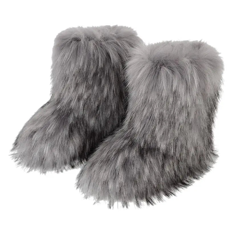 y2k Women's Winter Snow Boots Outdoor Luxury Furry Faux Fox Fur New Fashion Boots WomanPlush Warm Platform Shoes  Bottes