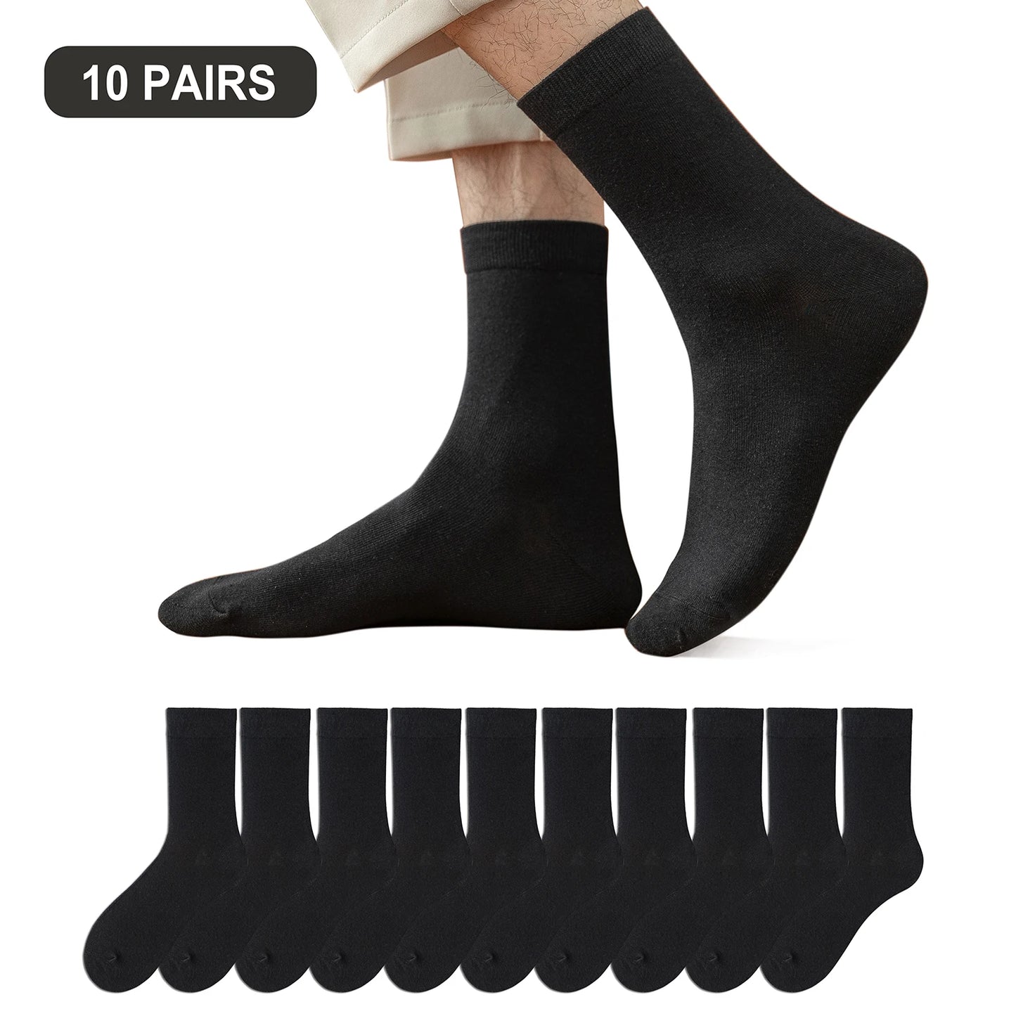 10 Pairs New Men's Cotton Socks New styles Black Business Men Socks Soft Breathable Autumn Spring for Male White