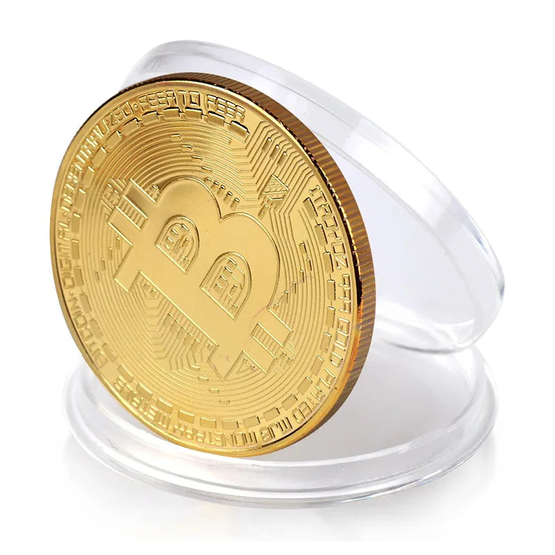 5PCS Gold Plated Bitcoin Coin Collectible Art Collection Gift Physical Commemorative Casascius crypto coin Metal AntiqueImitation