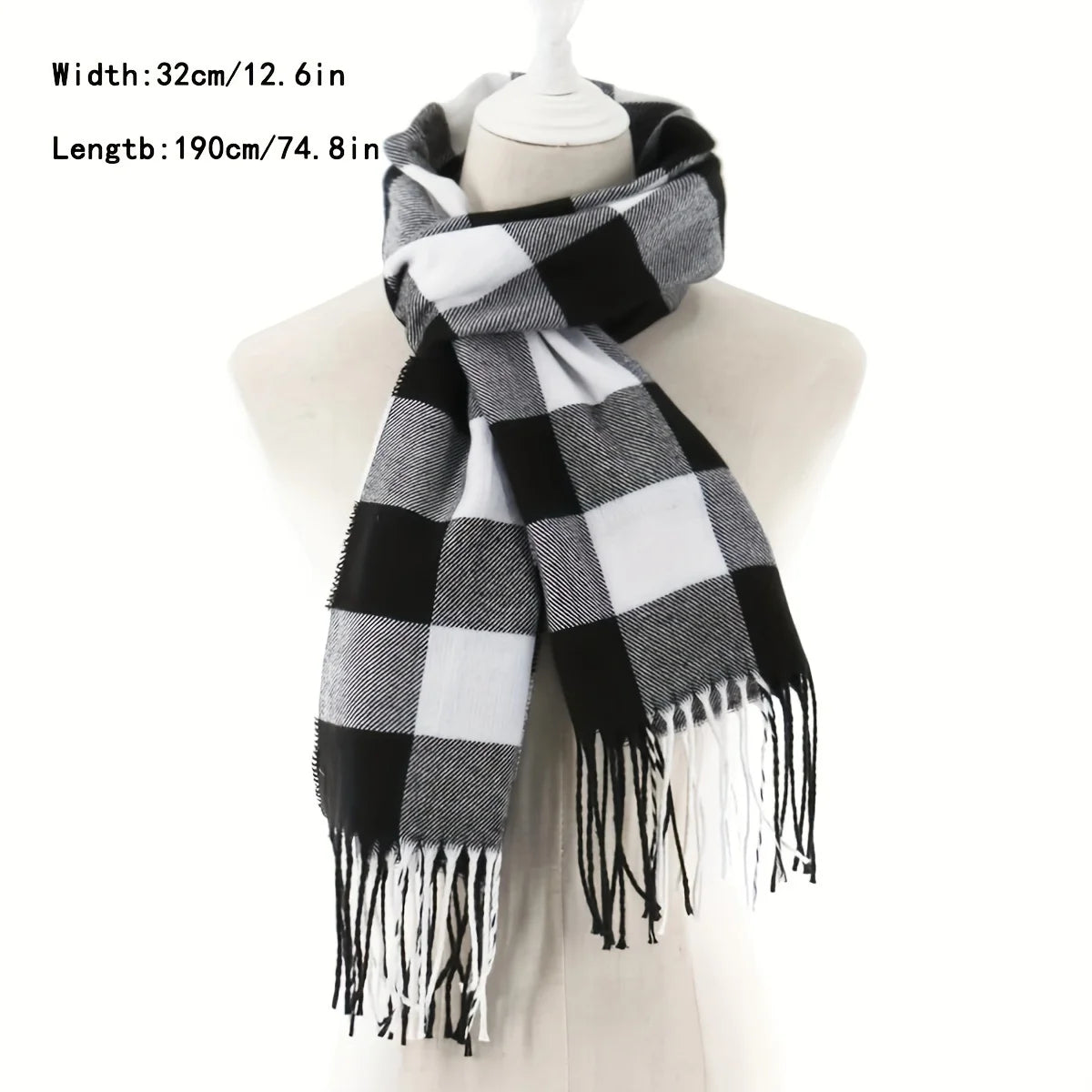 Unisex Imitation Cashmere Plaid Scarf Soft Solid Women Winter Shawl New Wrap Bandana Pashmina Tassel Thicken Warm Neckerchief