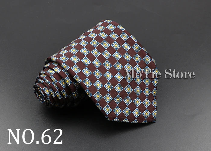 Men's Fashion Silk Tie 7.5cm Soft Novelty Necktie Blue Green Orange Color Ties For Men Dot Floral Bowtie Wedding Business Gift