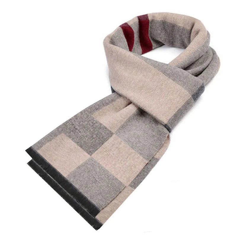 Cashmere Scarf For Men Winter Warm Shawl Big Neckerchief Casual Outdoor Warm Cashmere Scarf Soft Plaid Stripe Pashmina Men Gifts