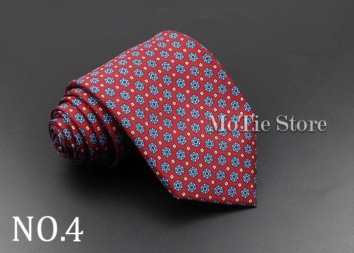 Men's Fashion Silk Tie 7.5cm Soft Novelty Necktie Blue Green Orange Color Ties For Men Dot Floral Bowtie Wedding Business Gift