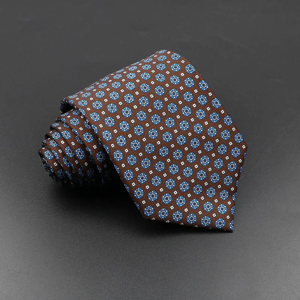 Men's Fashion Silk Tie 7.5cm Soft Novelty Necktie Blue Green Orange Color Ties For Men Dot Floral Bowtie Wedding Business Gift