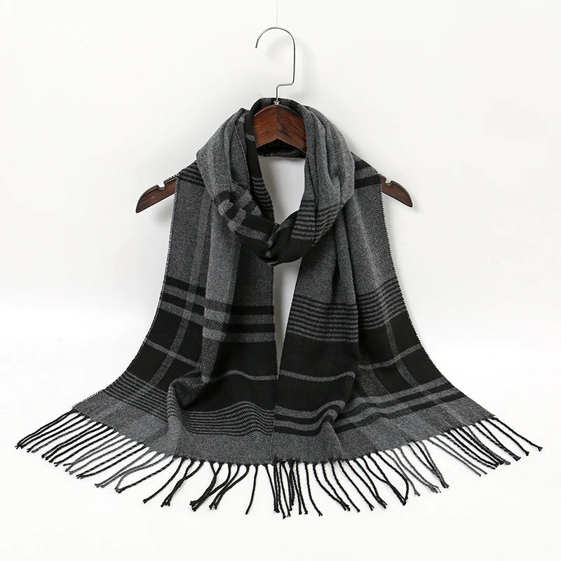 2024 New Classic Stripe Plaid Tassel Long Scarfs For Unisex Mature Warm Windproof Neck Scarf Casual Outdoor Scarf Warps