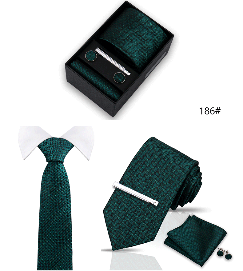 Tie Set For Men Silk Necktie Wedding Cufflinks Box Gift Tie Clip Men Pocket Square Necktie Luxury Business Gravatas