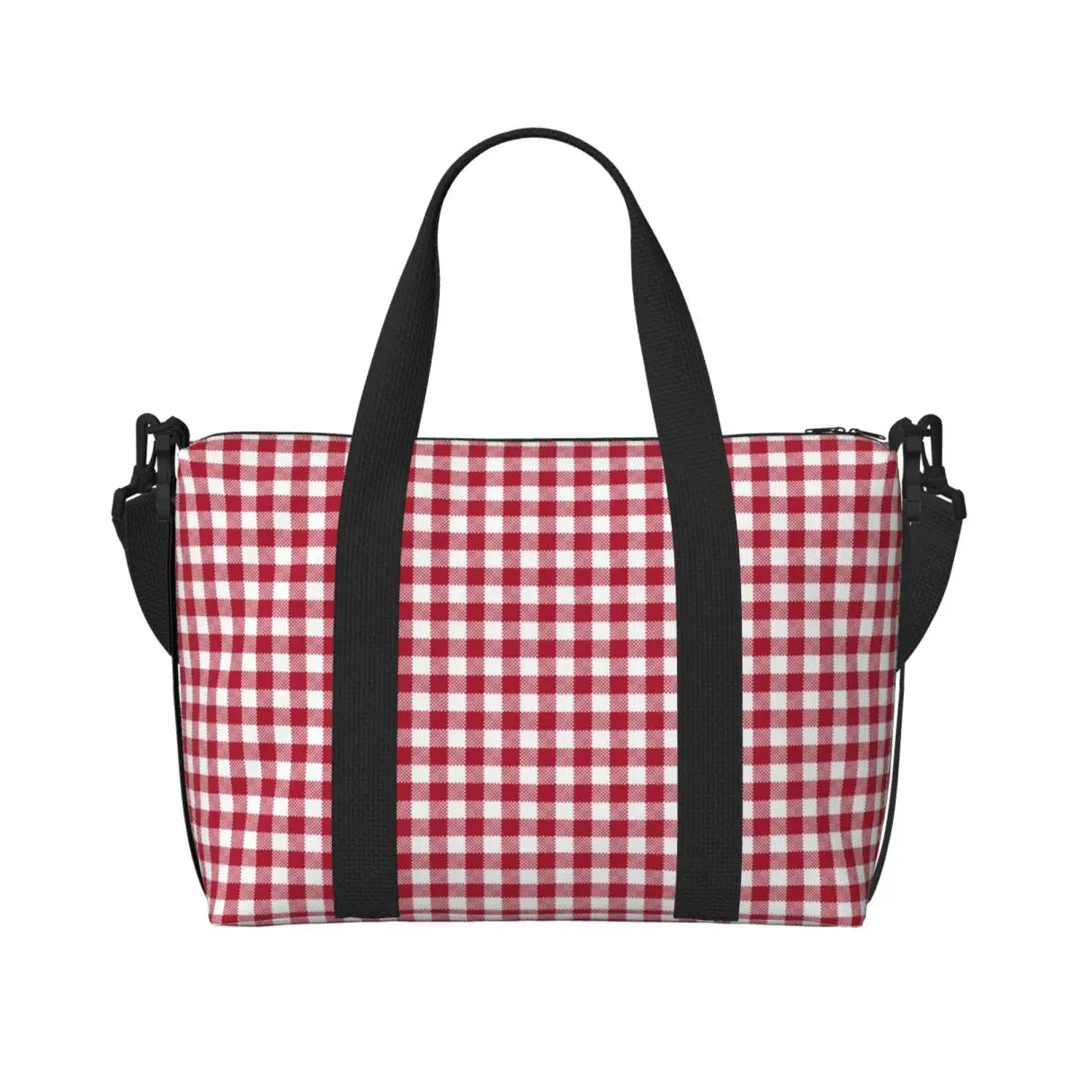 Custom Popular Tartan Plaid Beach Tote Bag for Women Extra Large Gym Carry On Geometric Gingham Check Texture Shopping Bags