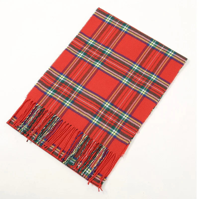 New Cashmere Scarf Red Plaid Tassel Shawl Scarves English Fringe Scarf Winter Warm Blanket 2024 New Soft Pashmina Scarf