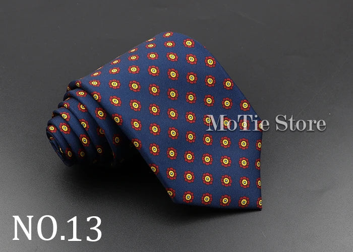 Men's Fashion Silk Tie 7.5cm Soft Novelty Necktie Blue Green Orange Color Ties For Men Dot Floral Bowtie Wedding Business Gift