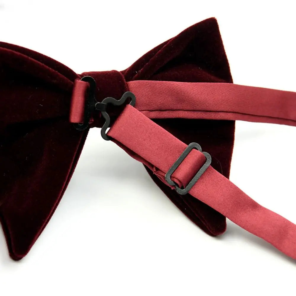 Mens Oversized Bow Tie Solid Velvet Bowtie Wedding Party Tuxedo Adjustable Necktie Big Bow Tie