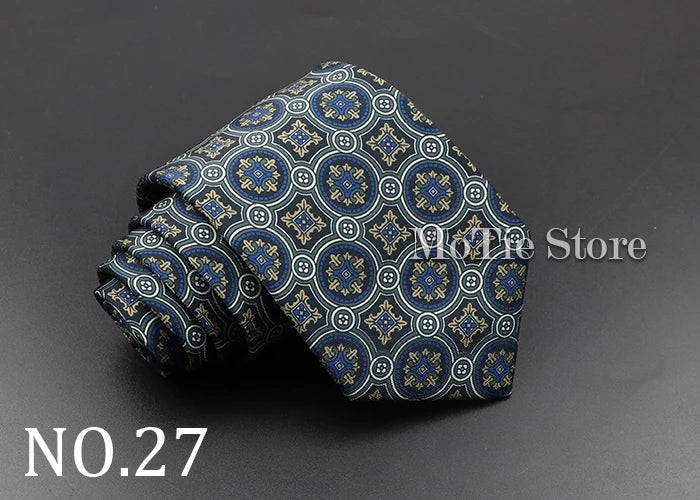 Men's Fashion Silk Tie 7.5cm Soft Novelty Necktie Blue Green Orange Color Ties For Men Dot Floral Bowtie Wedding Business Gift