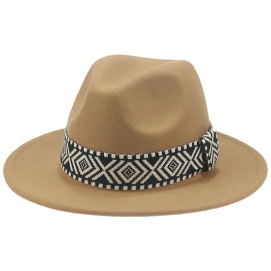 Spring and Autumn Wide-brimmed Woolen Hat, Jazz Bowler Hat, Bohemian National Style Square Band Festival Party Performance Hat