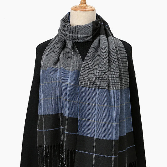 2024 New Classic Stripe Plaid Tassel Long Scarfs For Unisex Mature Warm Windproof Neck Scarf Casual Outdoor Scarf Warps