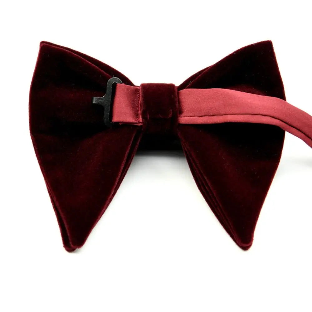 Mens Oversized Bow Tie Solid Velvet Bowtie Wedding Party Tuxedo Adjustable Necktie Big Bow Tie