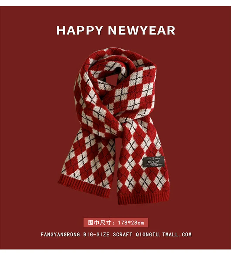 Ankela Red Scarf, Red Christmas Scarf, Winter Hot, 2024 New Style, Imitation Cashmere, Winter Warmth