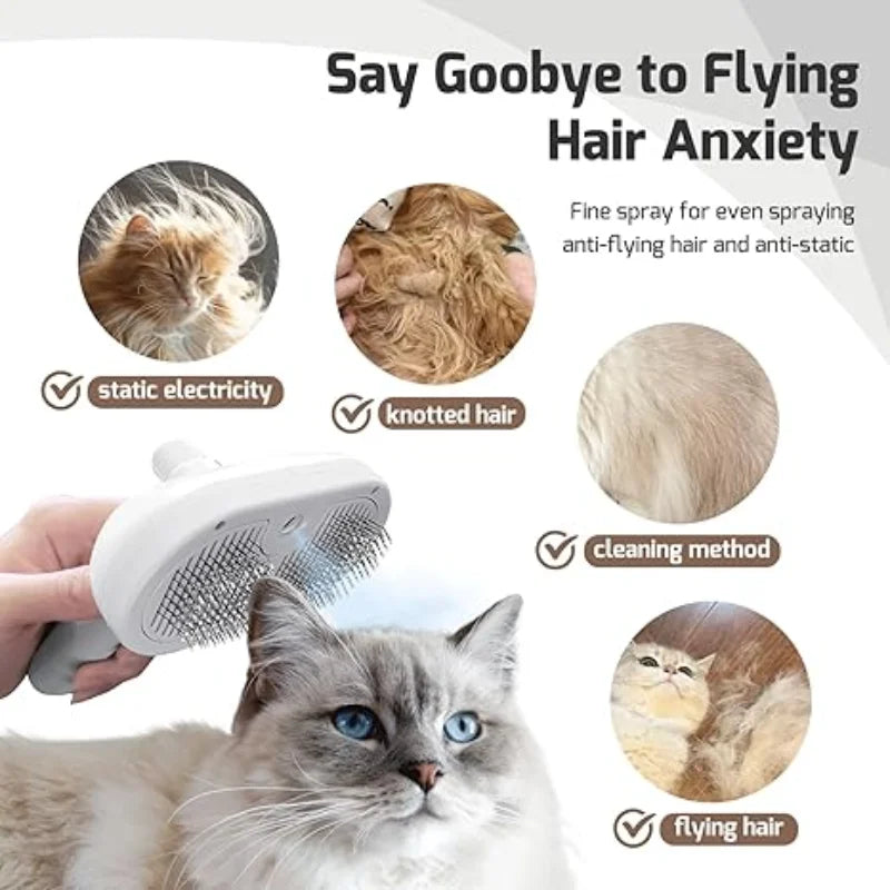 New Pet Spray Brush Hair Removal Comb Dog Cat Brush & Steam Self Cleaning Dog Steam Brush Hair Removal Comb Brushing Comb